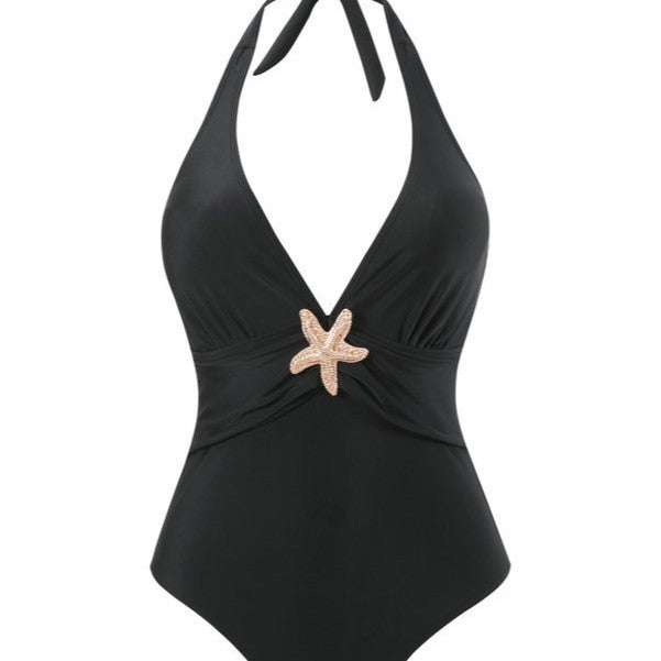 Damen Halterneck Bademode mit transparentem Pareo Drune