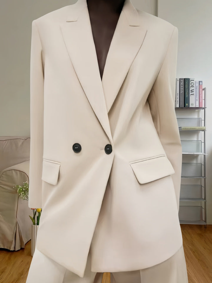 Damen Eleganter Blazer mit doppelt geknöpften Lappen Drune