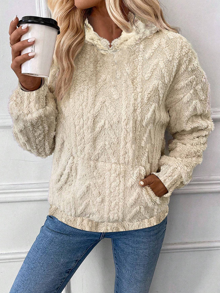 Damen Flauschiger Hoodie mit Kängurutasche Drune