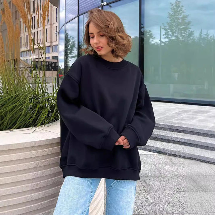 Damen Oversized Sweatshirt im lässigen Stil mit übergroßen Ärmeln und elastischen Bündchen Drune