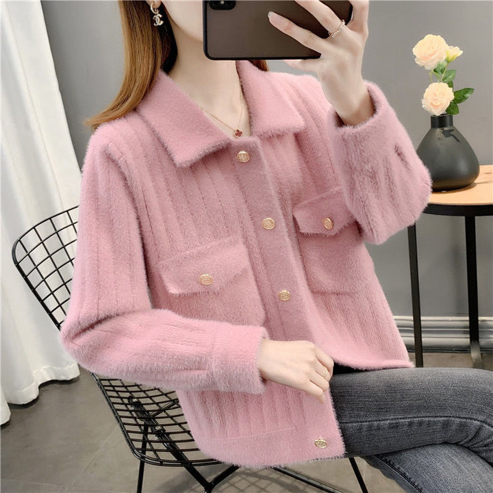Damen kuschelige Strickjacke mit aufwendigen Knopfdetails und praktischen Taschen Drune