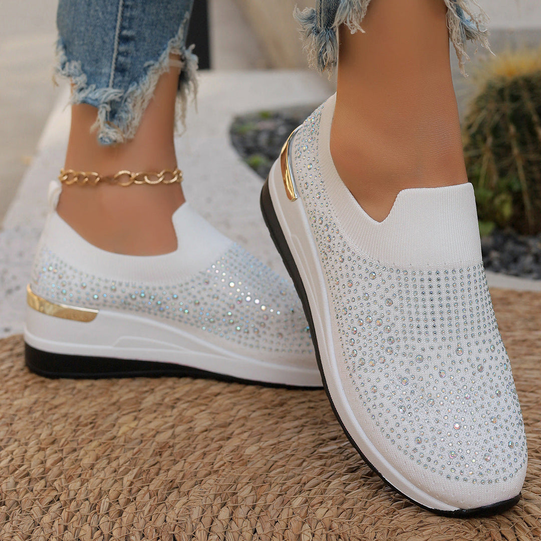 Damen Glitzernde Slip-On Sneakers mit bequemer und dämpfender Sohle Drune