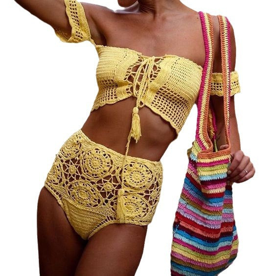 Damen Häkel-Bikini-Set mit dekorativen Fransen und trendigem Oberteil Drune