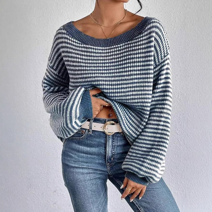 Damen Grobstrickpullover mit lässigem Rundhalsausschnitt und großzügigen Ärmelabschlüssen Drune