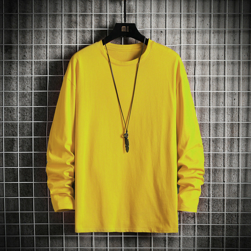 Herren nan lässiges Baumwoll-Basic-Langarmshirt mit Rundhals, Relaxed Fit und verstärkter Saumverarbeitung Drune