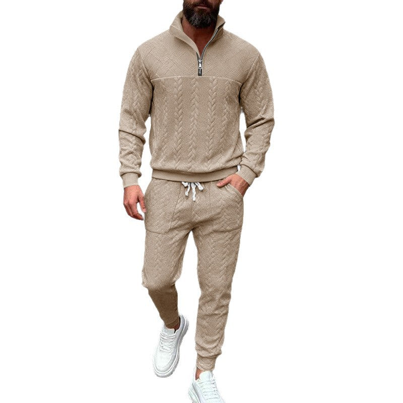Herren sportliches Freizeit-Set mit strukturiertem Sweatstoff und seitlichen Reißverschlusstaschen Drune