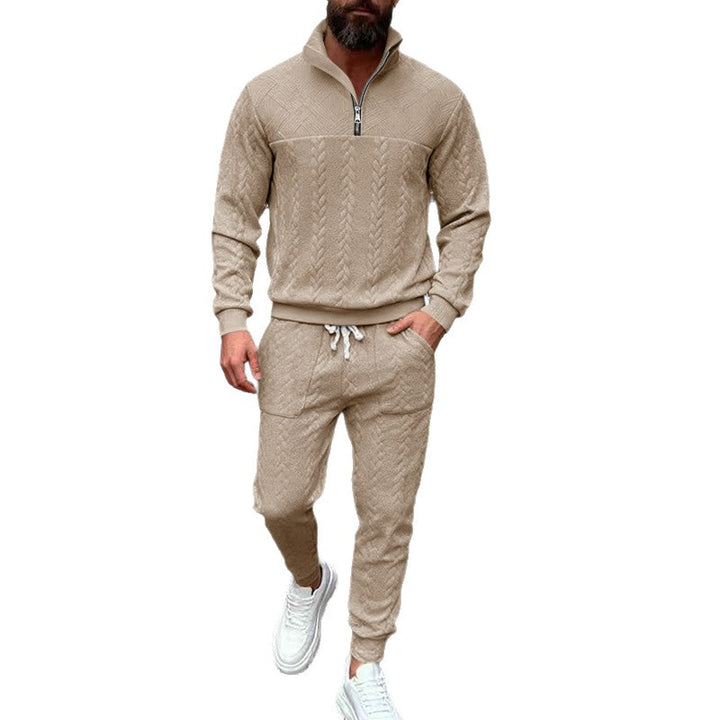Herren sportliches Freizeit-Set mit strukturiertem Sweatstoff und seitlichen Reißverschlusstaschen Drune
