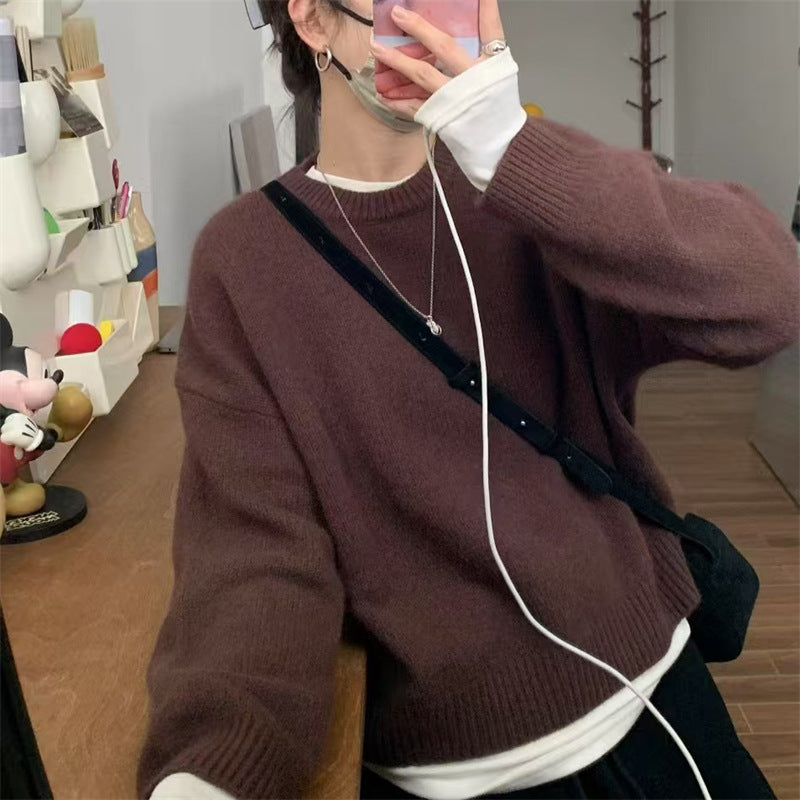 Damen lässiger Grobstrickpullover mit oversized Schnitt und weichen Ärmeln Drune