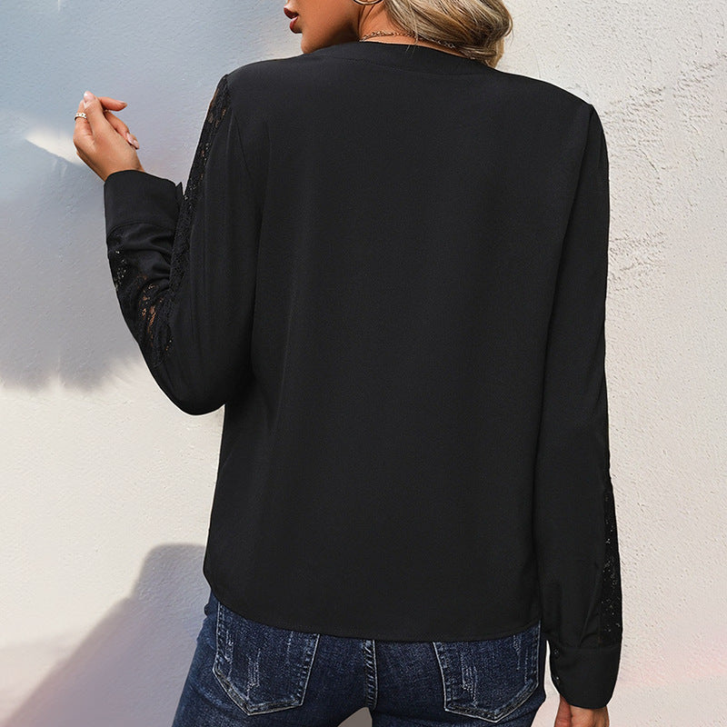 Damen Bluse mit Spitzeneinsätzen Drune
