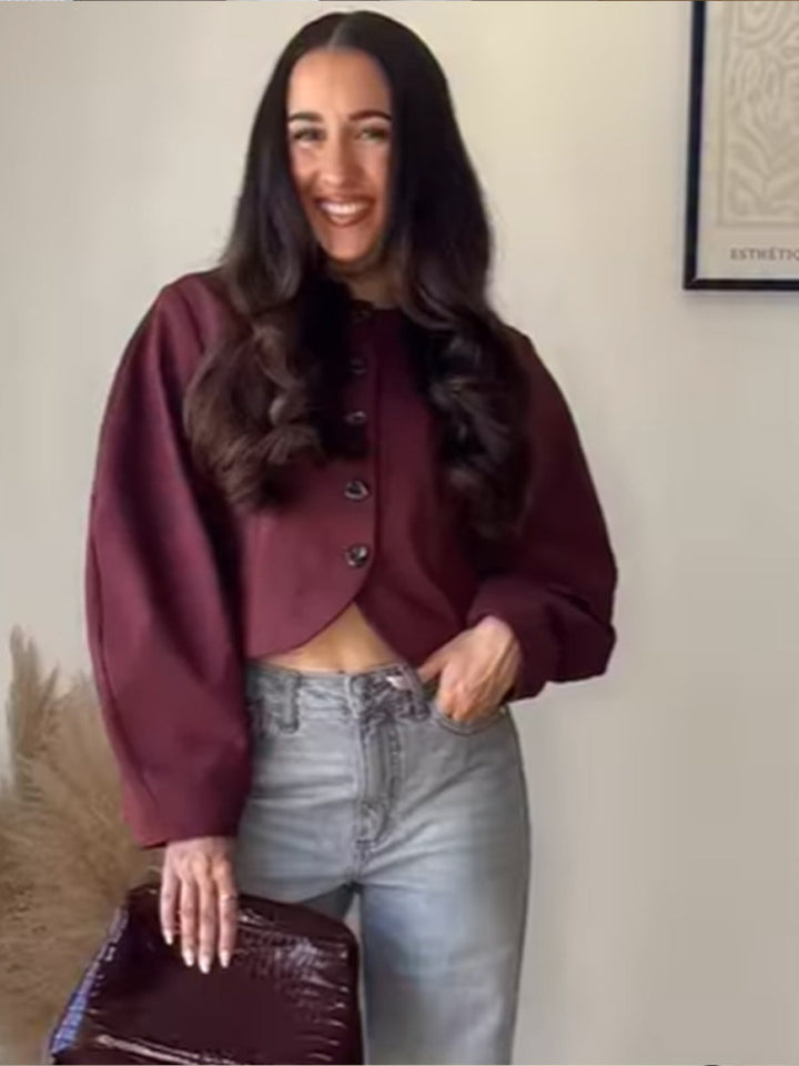 Damen Modische Jacke mit voluminösen Ärmeln Drune
