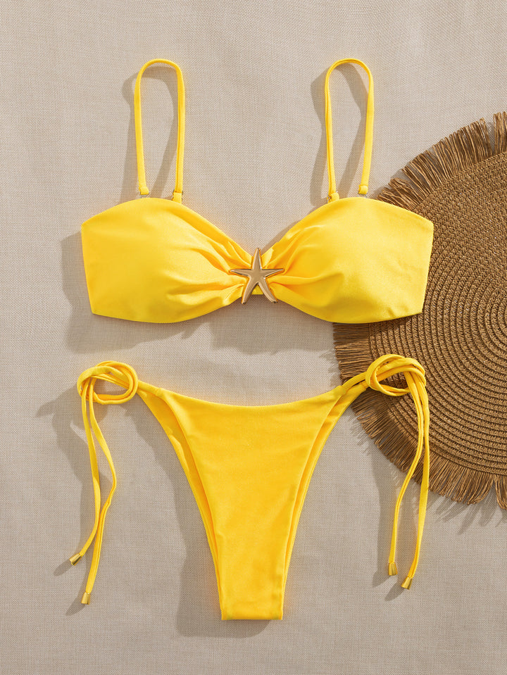 Damen Bikini mit gepolstertem Oberteil und verstellbaren Seitenschnürungen Drune