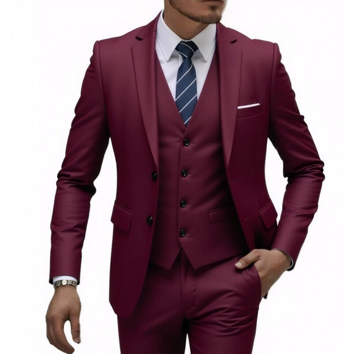 Herren nan dreiteiliges Slim-Fit Anzugset mit Weste, schmalem Revers und taillierter Silhouette Drune