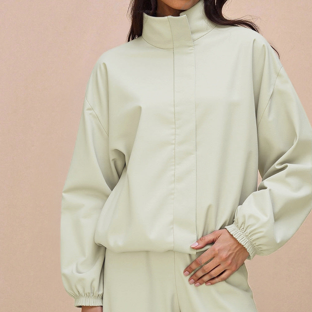 Damen sportliche Funktionsjacke mit elastischen Ärmelbündchen und weiten Hosen Drune