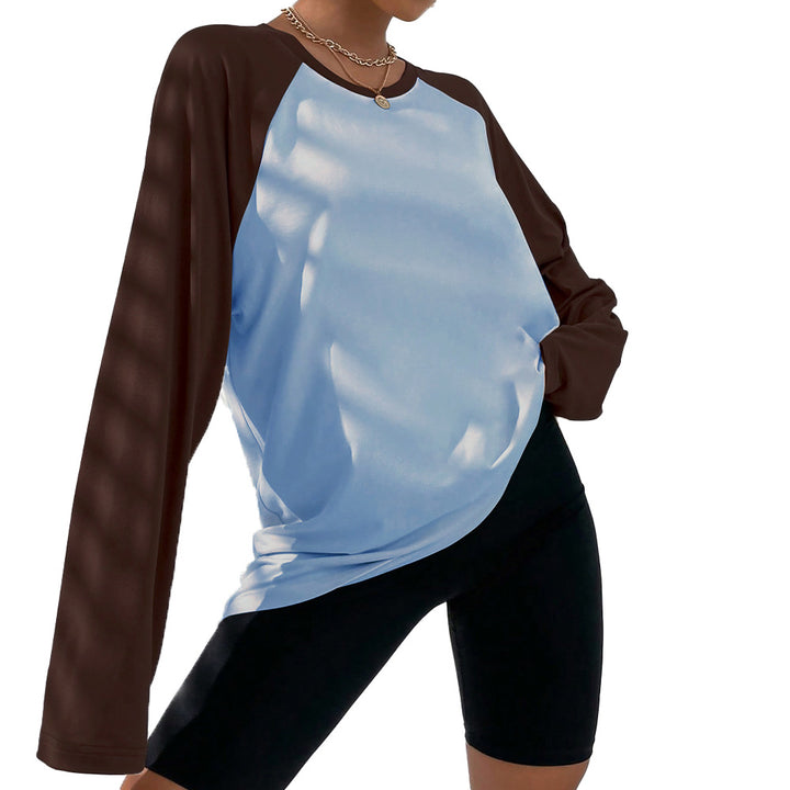 Damen Langarm-T-Shirt mit sportlichem Raglan-Schnitt und modischem Farbblock-Design Drune