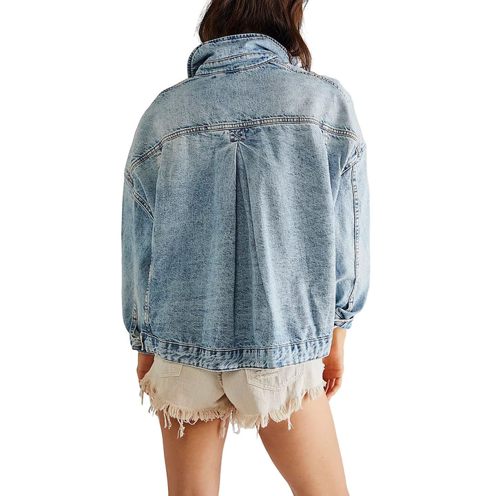 Damen Oversized Jeansjacke mit fransigem Saum und lässigem Schnitt Drune