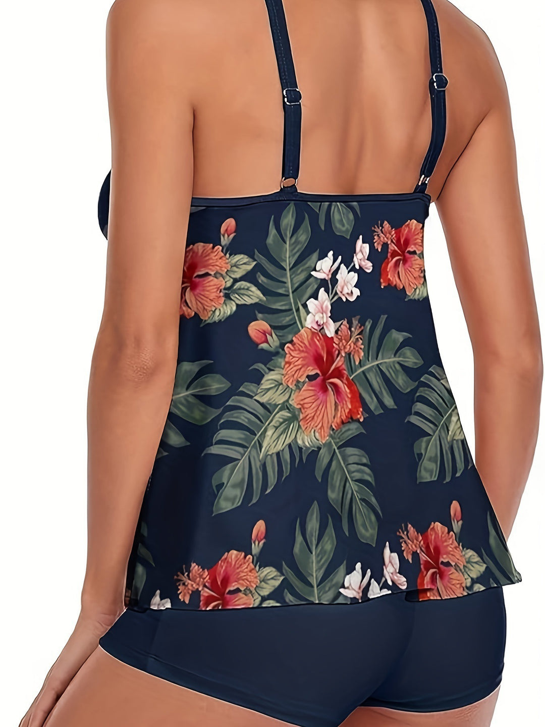 Damen Tankini mit floralen Mustern und verstellbaren Trägern Drune