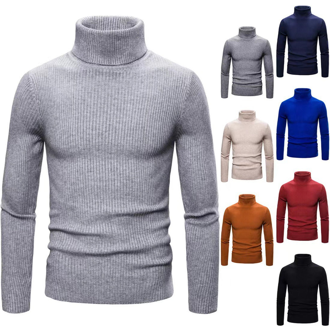 Herren hochwertiger Rollkragenpullover aus feinem Rippstrick Drune