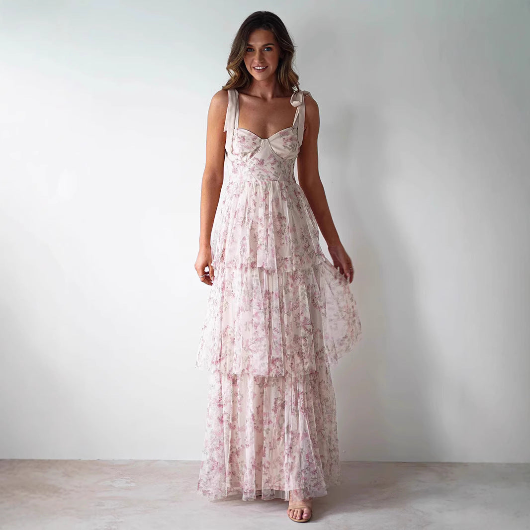 Damen Langärmliges Spitzenkleid mit tierischem Print Drune