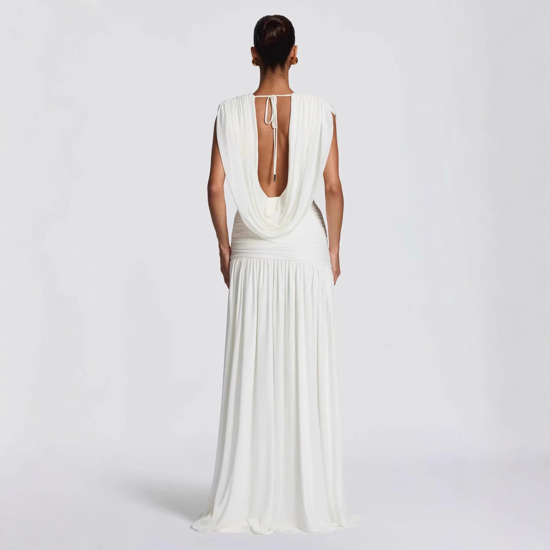 Damen Elegantes tief ausgeschnittenes Abendkleid mit Raffung Drune
