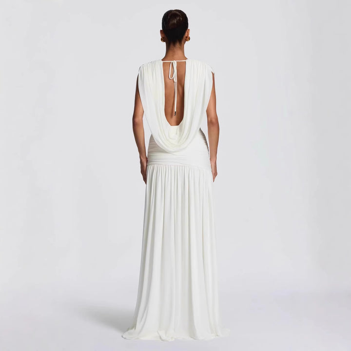 Damen Elegantes tief ausgeschnittenes Abendkleid mit Raffung Drune