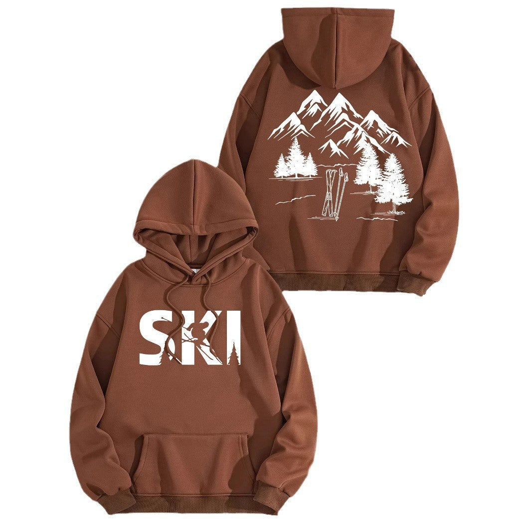 Damen Kapuzenpullover mit kunstvollem Ski-Design und gemütlicher Passform Drune