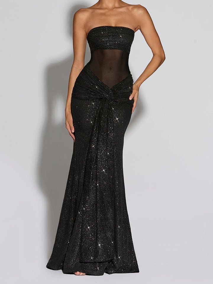 Damen Glamouröses Abendkleid mit schimmerndem Obermaterial Drune