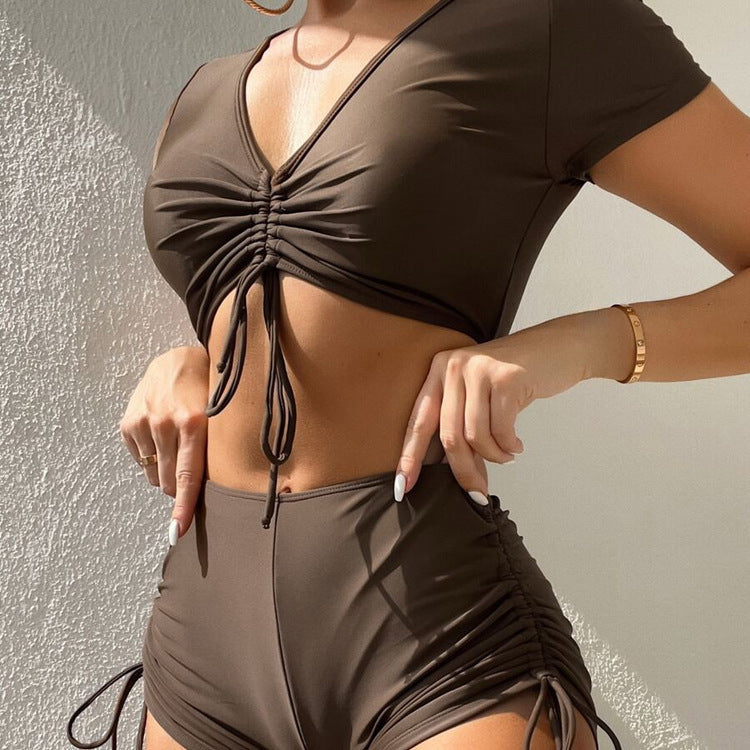 Damen Zweiteiliges Bikiniset mit verstellbaren Rüschendetails Drune