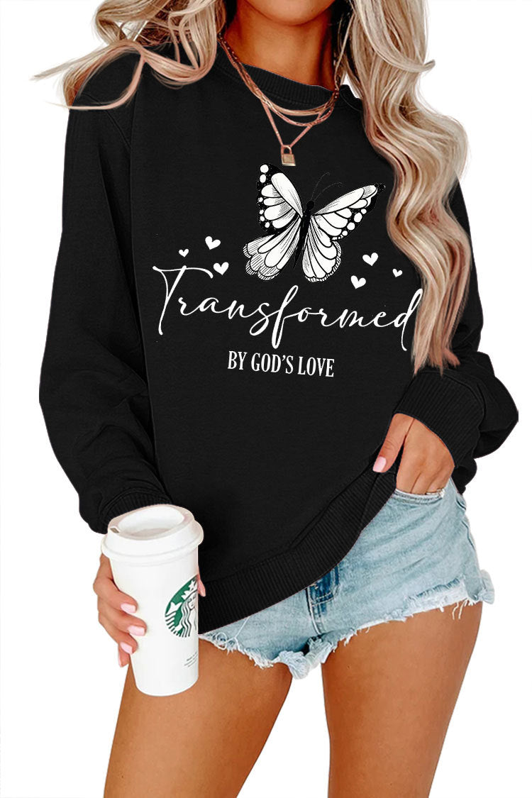 Damen Sweatshirt mit künstlerischem Schmetterlingsmotiv und inspirierendem Schriftzug Drune