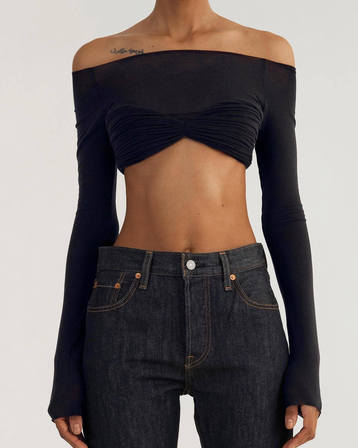 Damen Off-Shoulder Oberteil mit gerafftem Design Drune
