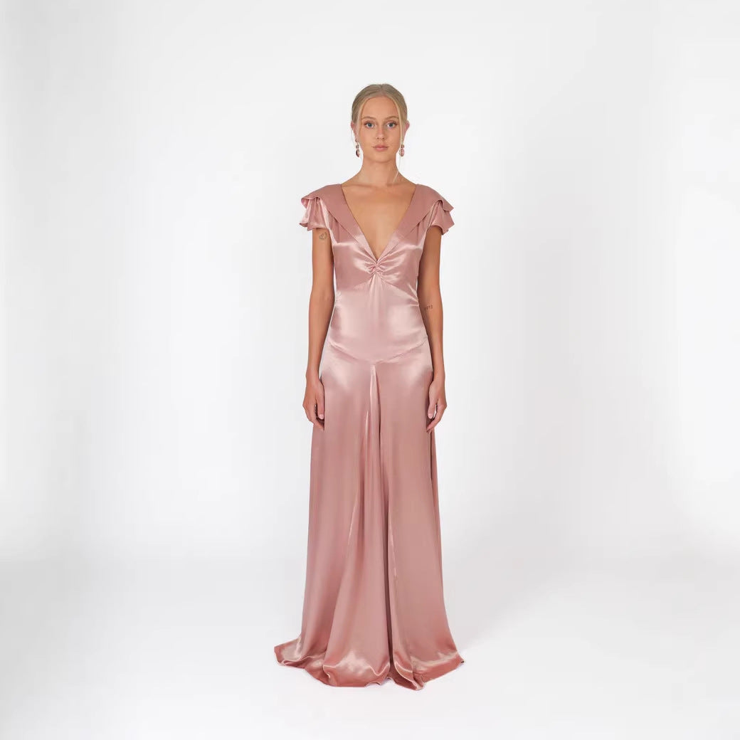 Damen Elegante und fließende Satin-Jumpsuit Drune