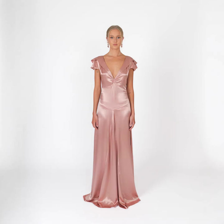 Damen Elegante und fließende Satin-Jumpsuit Drune