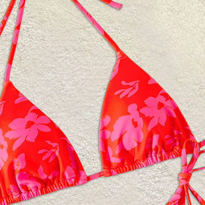 Damen Triangel-Bikini mit floralem Design und verstellbaren Bändern Drune