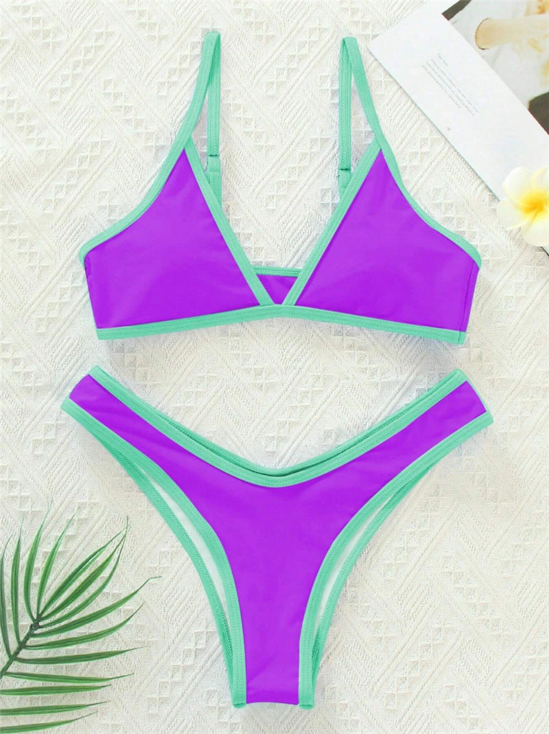 Damen Triangle Bikini Set mit Kontrastbesatz Drune