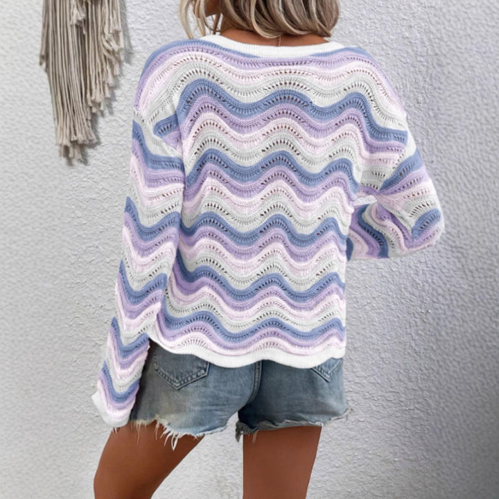 Damen Trendiger Pullover mit Wellenmuster und leichter Struktur Drune