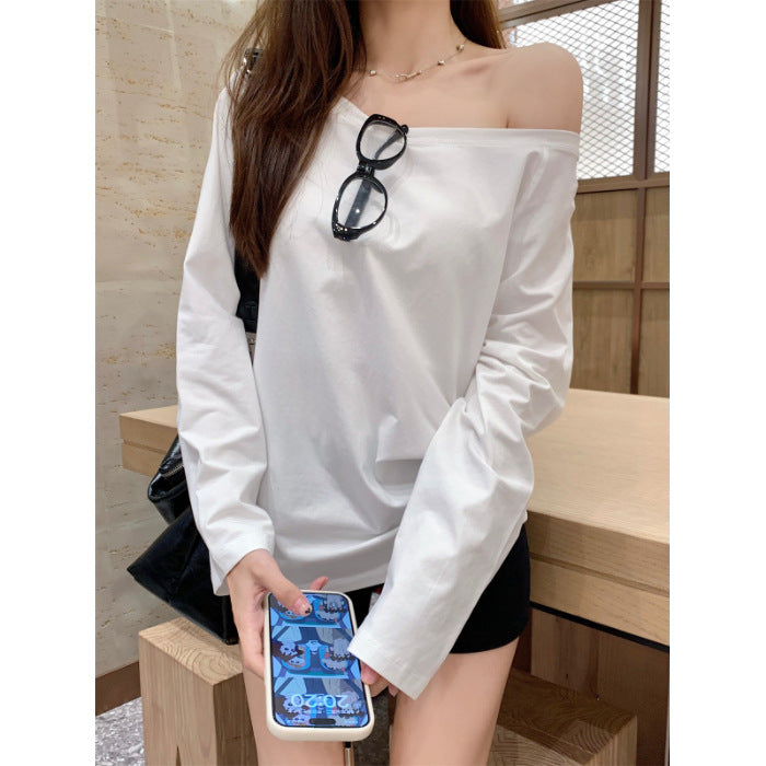 Damen lässiges Off-Shoulder Langarmshirt Drune