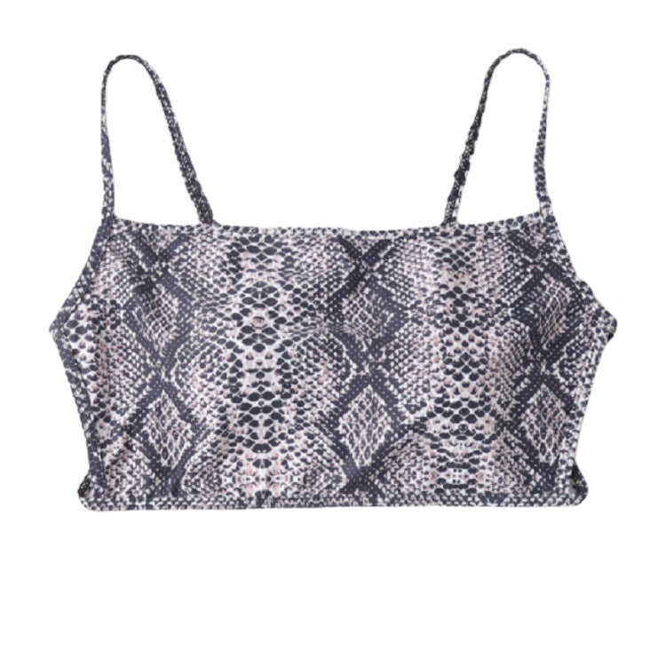 Damen Cropped Bikinioberteil mit Schlangenleder-Design Drune