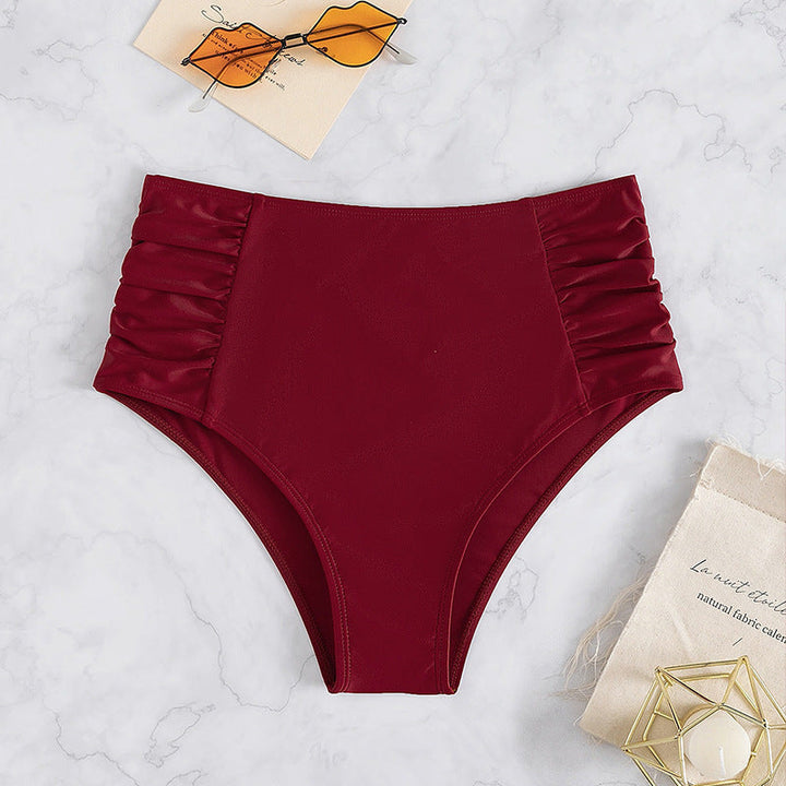Damen Hoch geschnittene Badehose mit dekorativem Rüschendesign Drune