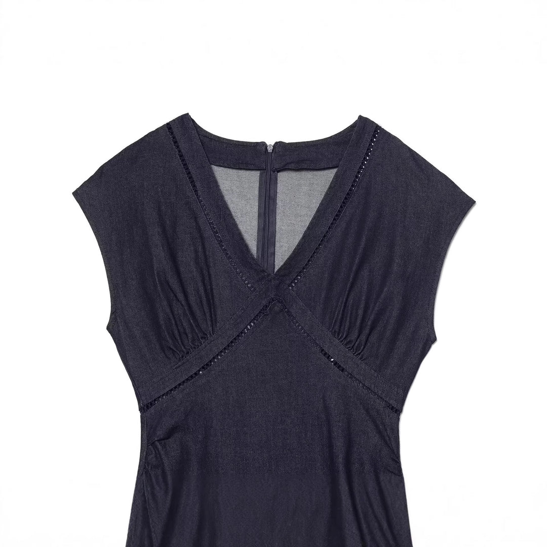 Damen Maxikleid mit elegantem V-Ausschnitt und feinem Drapé Drune