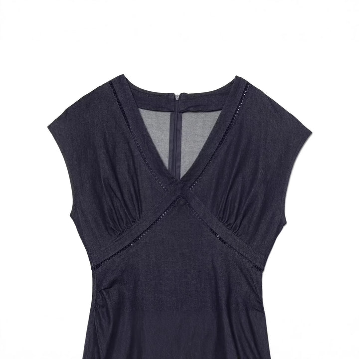 Damen Maxikleid mit elegantem V-Ausschnitt und feinem Drapé Drune