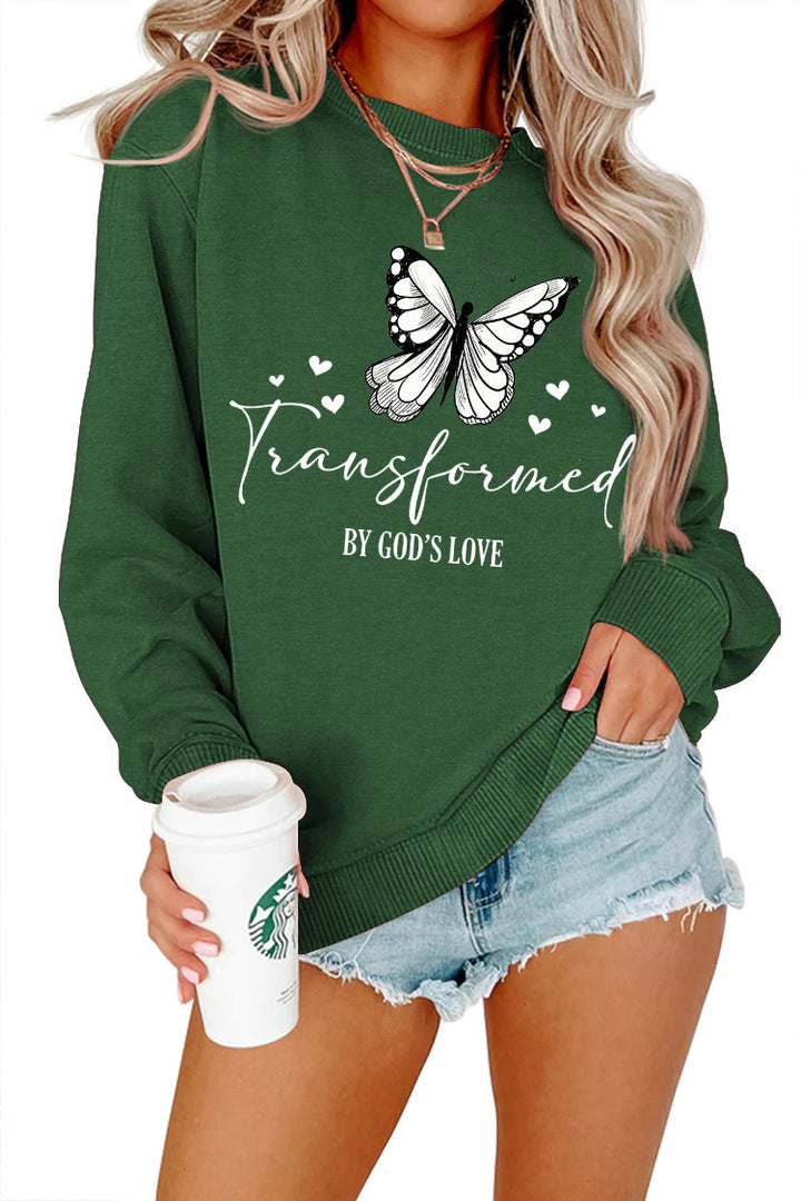 Damen Sweatshirt mit künstlerischem Schmetterlingsmotiv und inspirierendem Schriftzug Drune