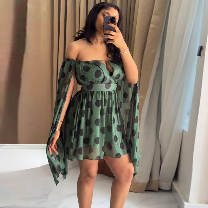 Damen Minikleid mit aufregendem Off-Shoulder Design und weit geschnittenen Ärmeln Drune