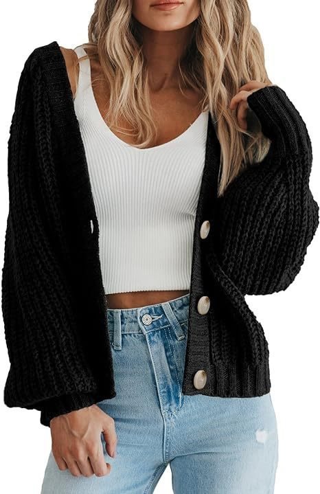 Damen Grobstrick-Cardigan mit Knopfdetails und weitem Schnitt Drune