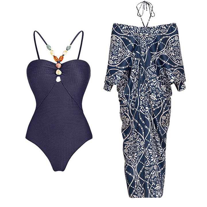 Damen Bikin Ensemble mit dekorativem Ausschnitt und elegantem Überwurf Drune