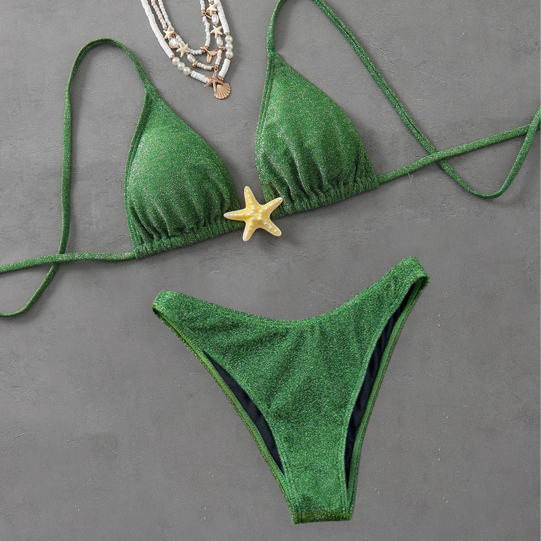 Damen Triangel-Bikini mit modischem Glitzer-Effekt Drune