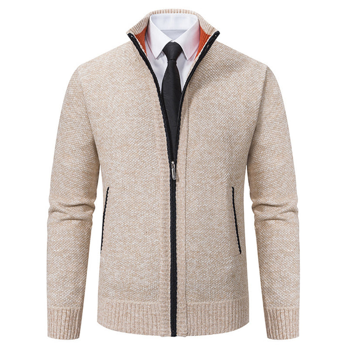 Herren elegante Strickjacke mit durchgehendem Reißverschluss und strukturiertem Design Drune