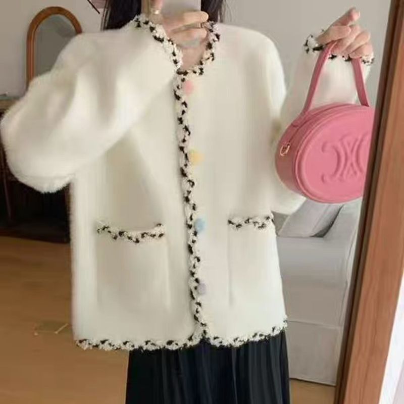 Damen Kuscheljacke im eleganten Schnitt mit kontrastierenden Akzenten Drune