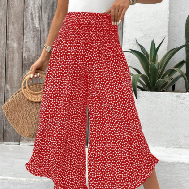 Damen Freizeithose mit weitem Bein und modernem Polka-Dot-Muster Drune