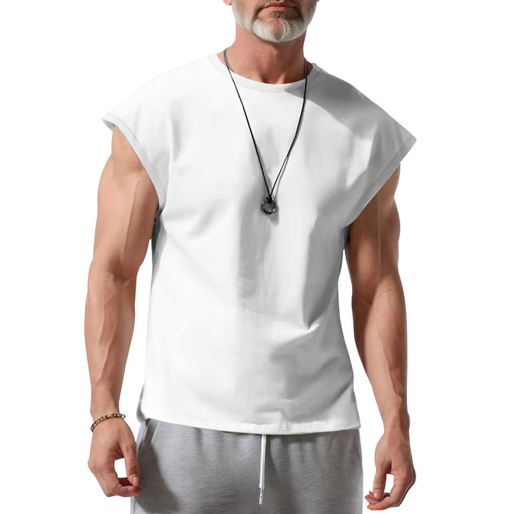 Herren nan athletisches abgeschnittenes Tanktop mit breiten Armöffnungen und Rundhalsausschnitt Drune