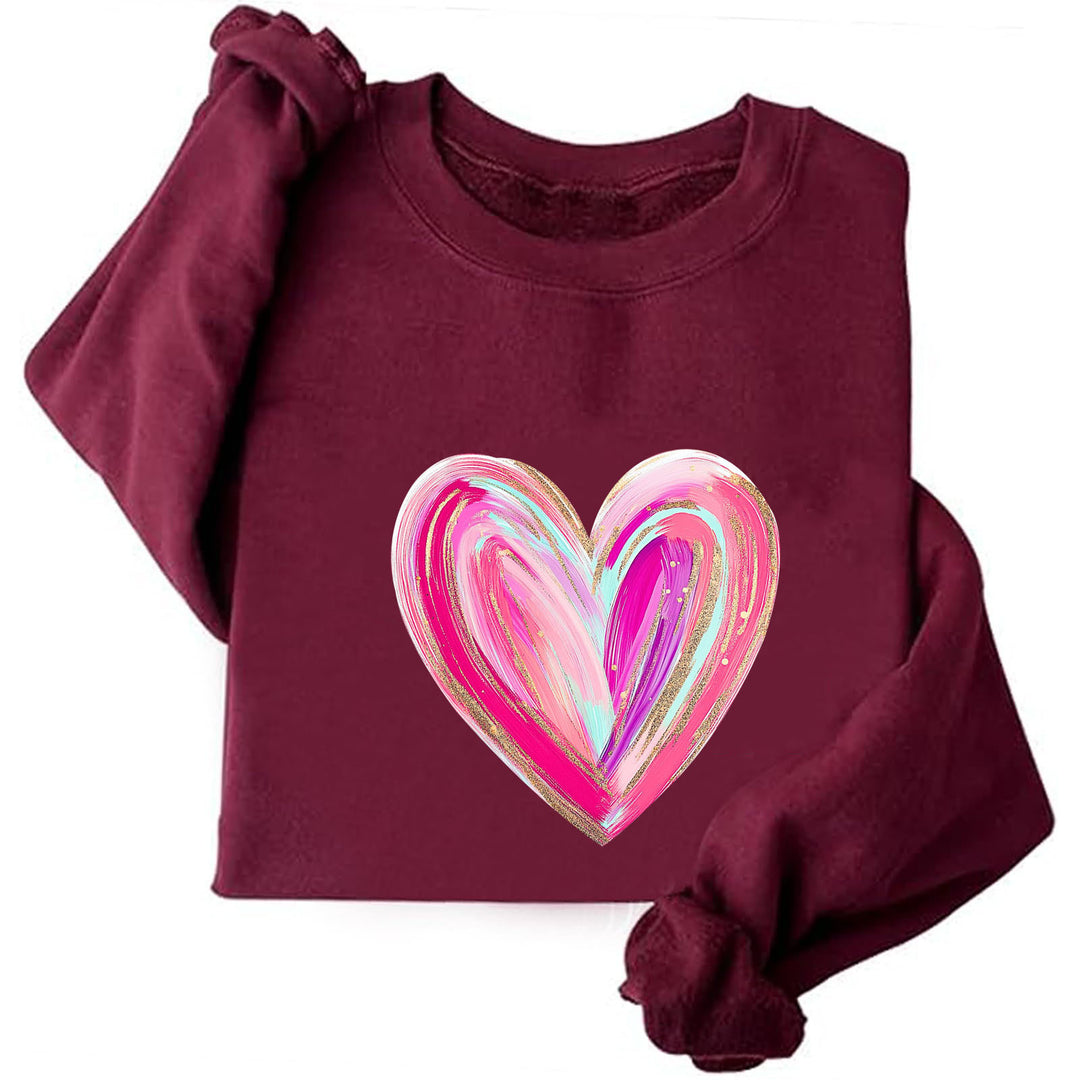 Damen Sweatshirt mit kreativem Herzdesign Drune