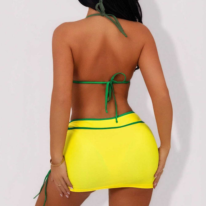 Damen Zweiteiliges Badekleid mit Schnitt und Rüschendetails Drune